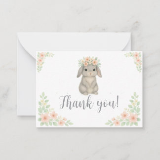 Watercolor, Pastel Bunny Thank you Card