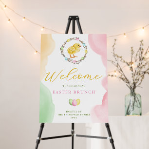 Watercolor Pastel Chick Easter Brunch Welcome Foam Board