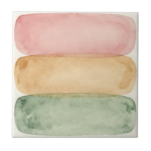 Watercolor Pastel Color Block Layers Ceramic Tile