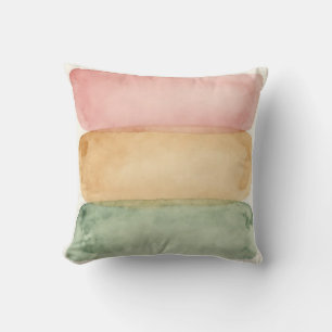 Watercolor Pastel Color Block Layers Throw Pillow
