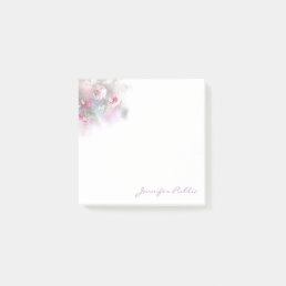 Watercolor Pastel Color Roses Hand Script Template Post-it Notes