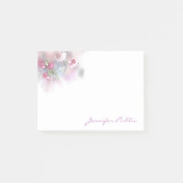 Watercolor Pastel Color Roses Handwritten Template Post-it Notes