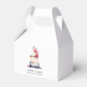 Watercolor pastel color wedding cake favor box