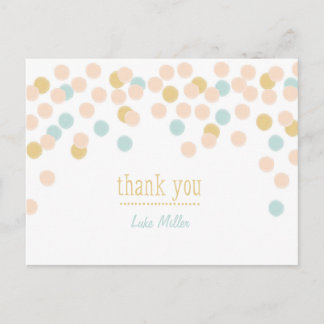 Watercolor Pastel Confetti Thank You  Postcard