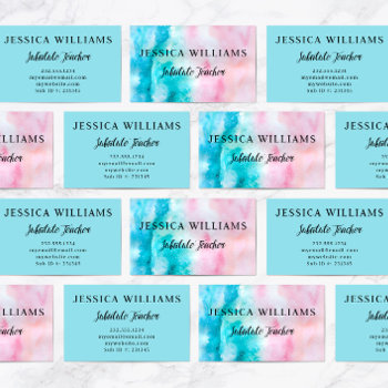 Watercolor Pastel Custom Business Card by lilanab2 at Zazzle