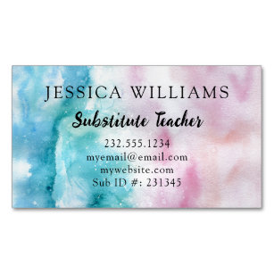 Watercolor Pastel Custom Business Card Magnet