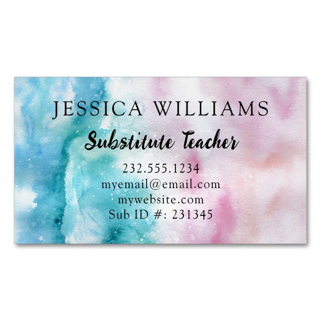 Watercolor Pastel Custom Business Card Magnet (Front)