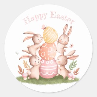 Watercolor Pastel Cute Easter Bunnies