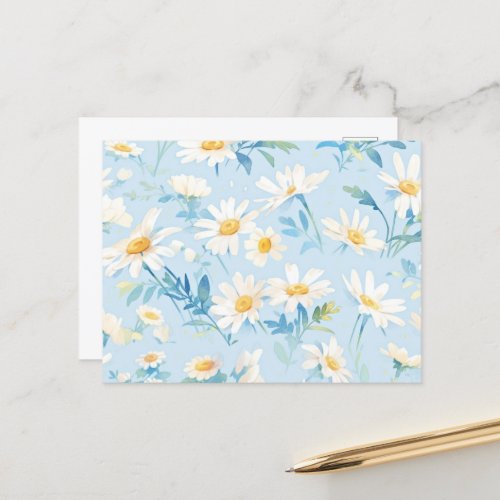 Watercolor Pastel Daisies Postcard