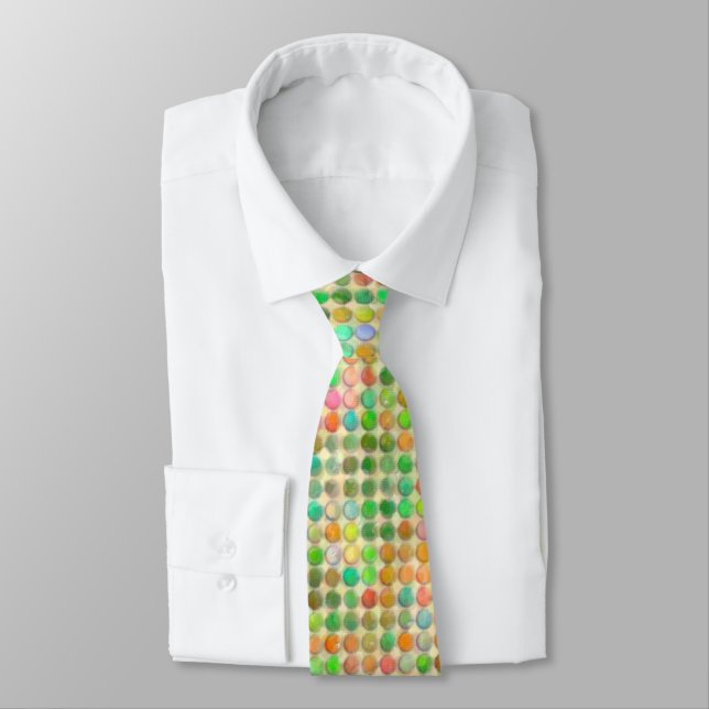 Watercolor Pastel Dots Neck Tie (Tied)