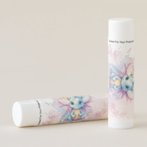 Watercolor Pastel Dragon Girl Baby Shower Lip Balm