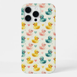 Watercolor Pastel Duck PatternBaby Bib With Hearts iPhone 16 Pro Max Case