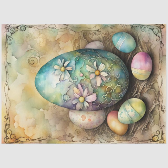 Watercolor Pastel Easter Egg Decoupage Paper (Front)