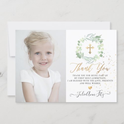 Watercolor Pastel Eucalyptus Communion Thank You Invitation