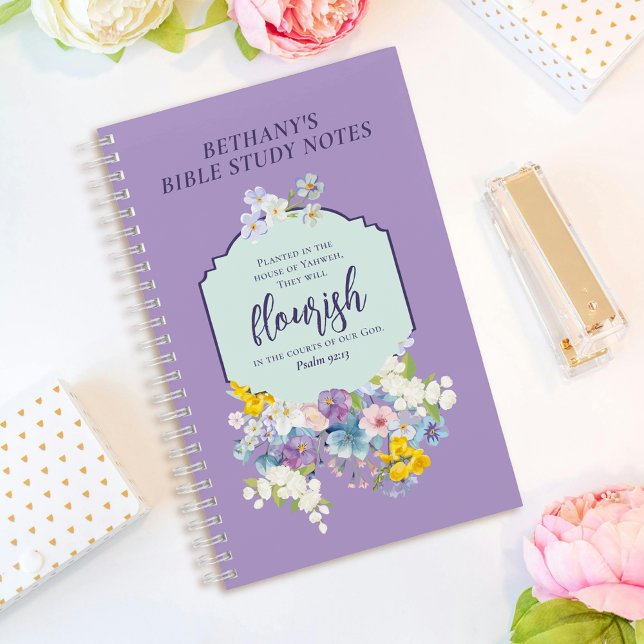 Watercolor Pastel Floral Bible Verse Personalized Notebook (Creator Uploaded)