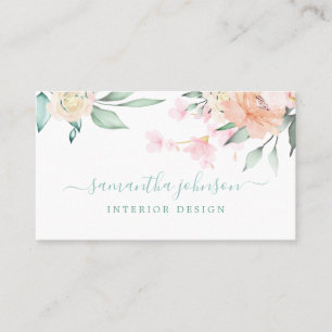 Watercolor Pastel Floral Botanical Business Card