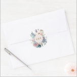Watercolor Pastel Floral Monogram Wedding Classic Round Sticker<br><div class="desc">Our ''Pastel Garden Wedding'' collection features gentle watercolor florals in pastel colors such as pink and blue with the information written in a refined sans serif font. The foil on the invitations comes in gold,  silver and rose gold.</div>
