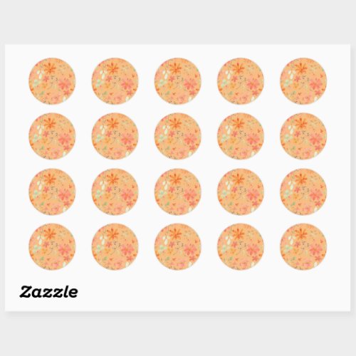 Watercolor pastel floral pattern classic round sticker