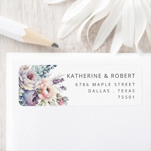 Watercolor Pastel Floral Return Address Label | Zazzle