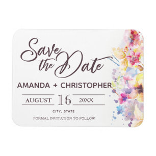 Watercolor Pastel Floral   Save the Date Magnet