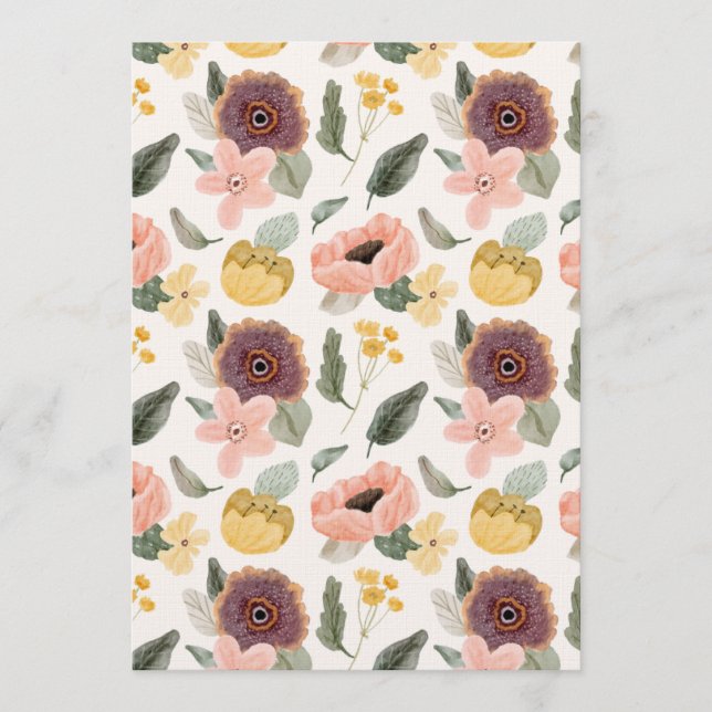 Watercolor Pastel Floral Seamless Pattern | Soft Invitation (Front)