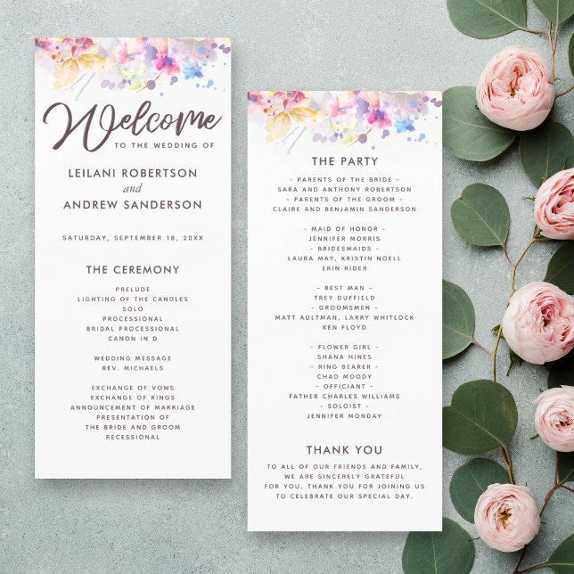 Watercolor Pastel Floral Wedding Program (Creator Uploaded)