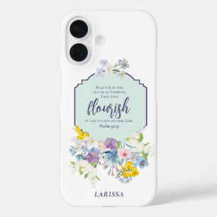 Watercolor Pastel Florals Bible Verse Personalized iPhone 16 Case