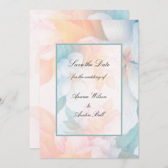 Watercolor Pastel Flowers Invitation (Front/Back)