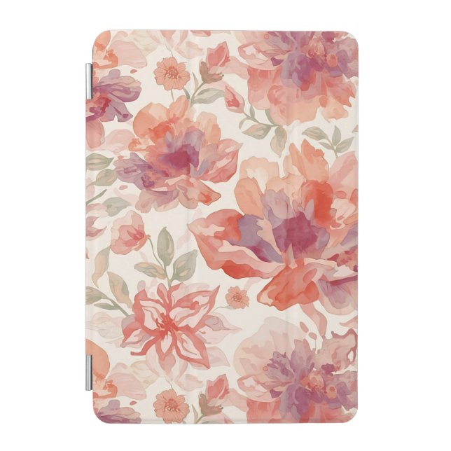Watercolor Pastel Flowers Light Orange iPad Mini Cover (Front)