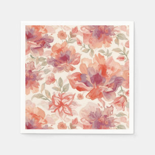 Watercolor Pastel Flowers Light Orange Napkins