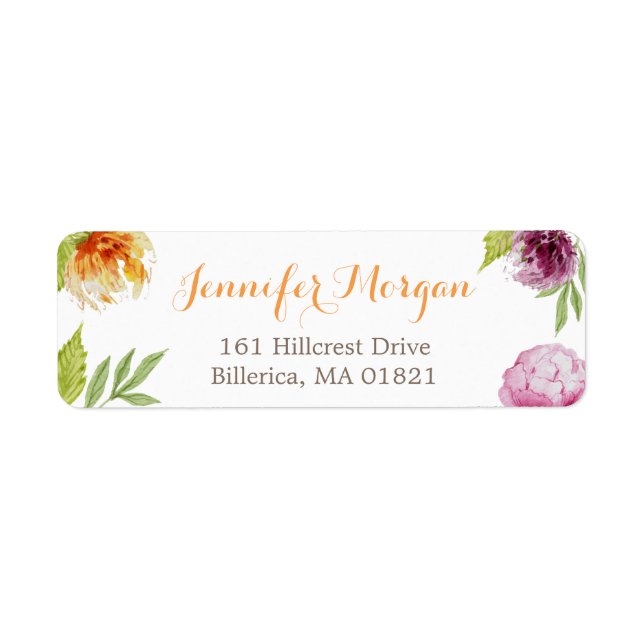 Watercolor Pastel Flowers Modern Nature Stylish Label (Front)