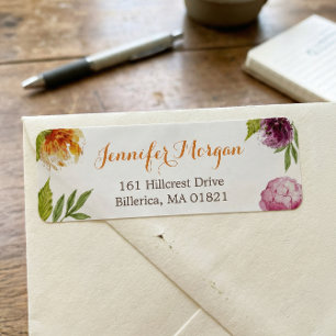 Watercolor Pastel Flowers Modern Nature Stylish Label