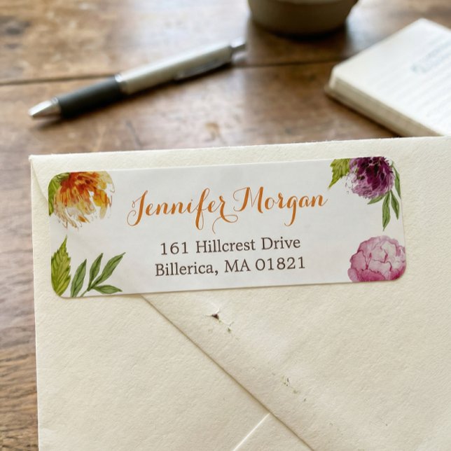 Watercolor Pastel Flowers Modern Nature Stylish Label (Creator Uploaded)