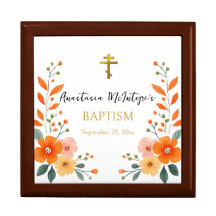 Watercolor Pastel Flowers Orthodox Baptism Gift Box