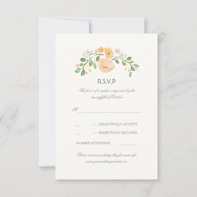 Watercolor Pastel Flowers Wedding RSVP Card (Front)