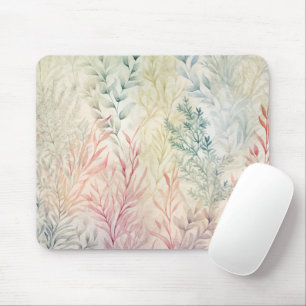 Watercolor Pastel Foliage Leaves   Mouse Pad
