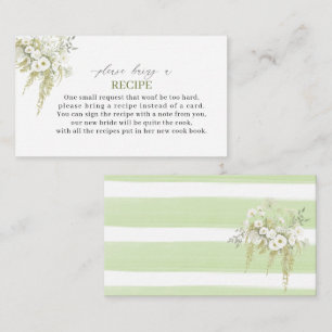  Watercolor pastel green flower  Recipe card brida