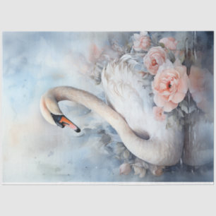 Watercolor pastel green peach blush white swan tissue paper