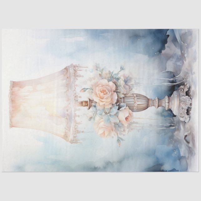 Watercolor pastel green peach retro lantern tissue paper (Front)