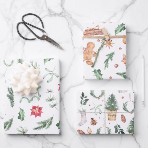 Watercolor Pastel Holiday Wrapping Paper Sheets