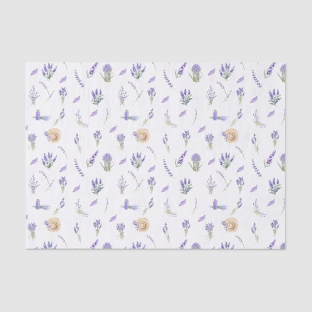Watercolor Pastel Lavender Flowers Tissue Paper (Front)