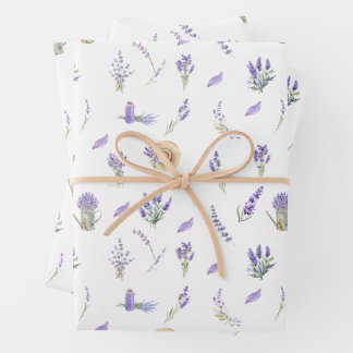 Watercolor Pastel Lavender Flowers Wrapping Paper Sheets