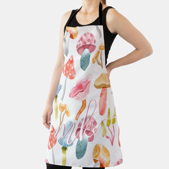  Watercolor Pastel Mushrooms Apron (Insitu)