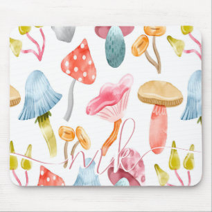 Watercolor Pastel Mushrooms Mouse Pad