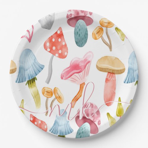  Watercolor Pastel Mushrooms Paper Plates