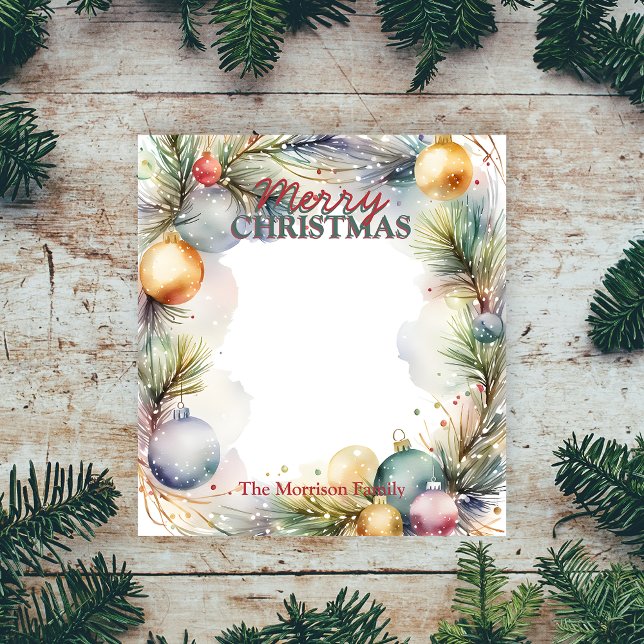 Watercolor Pastel Ornament Pine Family Holiday Notepad (Creator Uploaded)