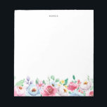 Watercolor Pastel Pink and Blue Peonies Garland Notepad<br><div class="desc">Spring theme floral notepad featuring watercolor illustrations of pastel pink and blue peonies floral garland.  This colorful pastel floral notepad will be perfect as a personalized gift. Personalize by adding a name or short phrase.</div>