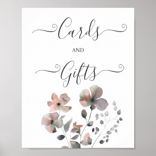 Watercolor Pastel Pink Blooms Cards and Gifts Poster