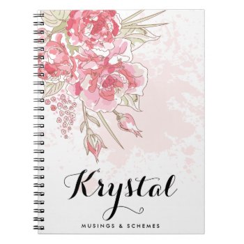 Watercolor Pastel Pink Peonies Personalized Notebook by KeikoPrints at Zazzle