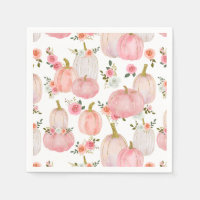 Watercolor Pastel Pink Pumpkin Roses Baby Shower
